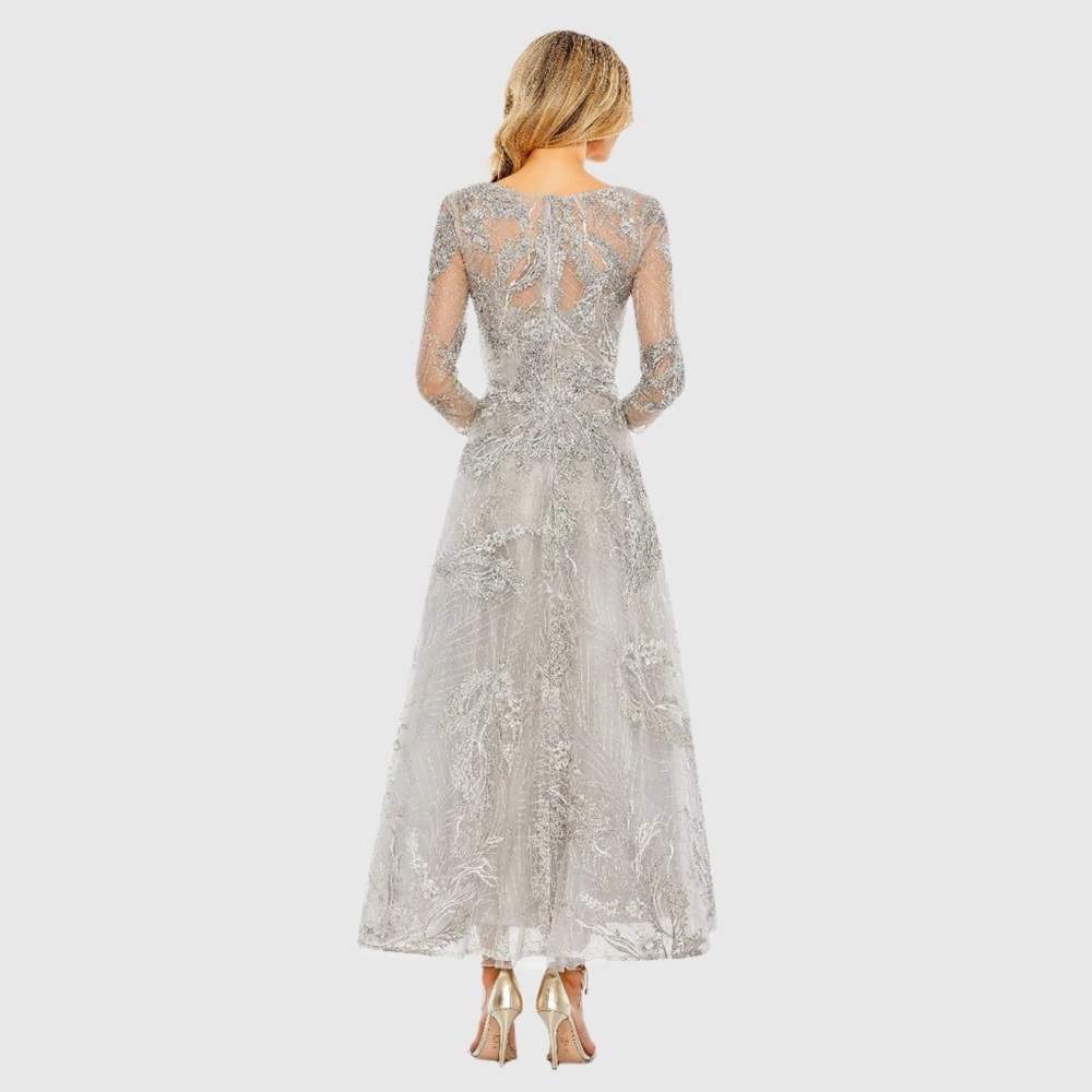 NWT $798 MAC DUGGAL Embellished Wrap Over 3/4 Sleeve Dress GOWN EMBROIDERED PLUS - Picture 4 of 4